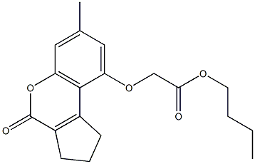 butyl 2-[(7-methyl-4-oxo-2,3-dihydro-1H-cyclopenta[c]chromen-9-yl)oxy]acetate Struktur