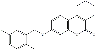 3-[(2,5-dimethylphenyl)methoxy]-4-methyl-7,8,9,10-tetrahydrobenzo[c]chromen-6-one Struktur