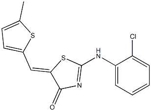 (5Z)-2-(2-chloroanilino)-5-[(5-methylthiophen-2-yl)methylidene]-1,3-thiazol-4-one Struktur