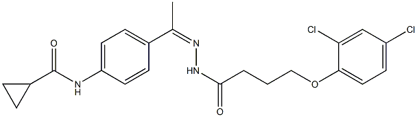 N-[4-[(Z)-N-[4-(2,4-dichlorophenoxy)butanoylamino]-C-methylcarbonimidoyl]phenyl]cyclopropanecarboxamide Struktur