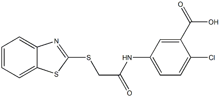 5-[[2-(1,3-benzothiazol-2-ylsulfanyl)acetyl]amino]-2-chlorobenzoic acid Struktur