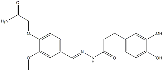 N-[(E)-[4-(2-amino-2-oxoethoxy)-3-methoxyphenyl]methylideneamino]-3-(3,4-dihydroxyphenyl)propanamide Struktur