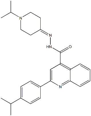 2-(4-propan-2-ylphenyl)-N-[(1-propan-2-ylpiperidin-4-ylidene)amino]quinoline-4-carboxamide Struktur