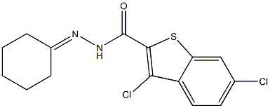 3,6-dichloro-N-(cyclohexylideneamino)-1-benzothiophene-2-carboxamide Struktur