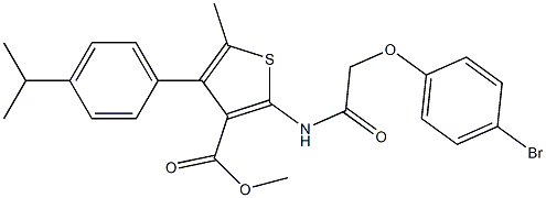 methyl 2-[[2-(4-bromophenoxy)acetyl]amino]-5-methyl-4-(4-propan-2-ylphenyl)thiophene-3-carboxylate Struktur