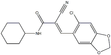 (E)-3-(6-chloro-1,3-benzodioxol-5-yl)-2-cyano-N-cyclohexylprop-2-enamide Struktur