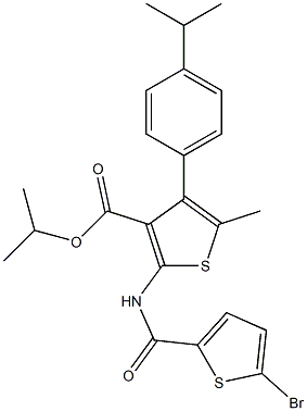 propan-2-yl 2-[(5-bromothiophene-2-carbonyl)amino]-5-methyl-4-(4-propan-2-ylphenyl)thiophene-3-carboxylate Struktur