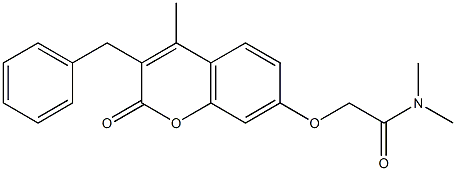 2-(3-benzyl-4-methyl-2-oxochromen-7-yl)oxy-N,N-dimethylacetamide Struktur