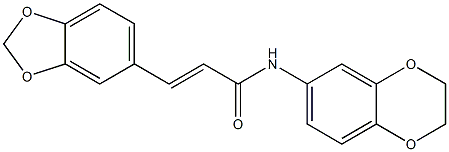 (E)-3-(1,3-benzodioxol-5-yl)-N-(2,3-dihydro-1,4-benzodioxin-6-yl)prop-2-enamide Struktur