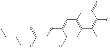 butyl 2-(3,6-dichloro-4-methyl-2-oxochromen-7-yl)oxyacetate Struktur