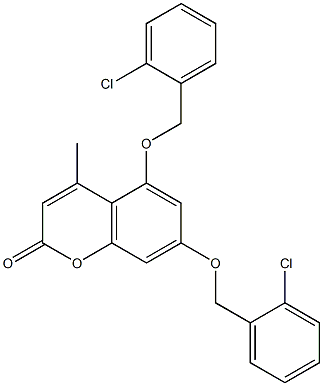 5,7-bis[(2-chlorophenyl)methoxy]-4-methylchromen-2-one Struktur