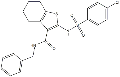 N-benzyl-2-[(4-chlorophenyl)sulfonylamino]-4,5,6,7-tetrahydro-1-benzothiophene-3-carboxamide Struktur