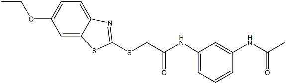 N-(3-acetamidophenyl)-2-[(6-ethoxy-1,3-benzothiazol-2-yl)sulfanyl]acetamide Struktur