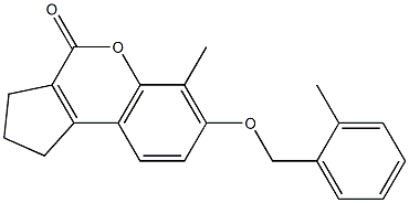 6-methyl-7-[(2-methylphenyl)methoxy]-2,3-dihydro-1H-cyclopenta[c]chromen-4-one Struktur