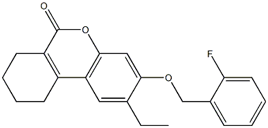 2-ethyl-3-[(2-fluorophenyl)methoxy]-7,8,9,10-tetrahydrobenzo[c]chromen-6-one Struktur