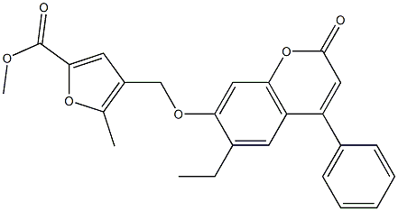 methyl 4-[(6-ethyl-2-oxo-4-phenylchromen-7-yl)oxymethyl]-5-methylfuran-2-carboxylate Struktur