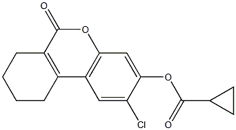 (2-chloro-6-oxo-7,8,9,10-tetrahydrobenzo[c]chromen-3-yl) cyclopropanecarboxylate Struktur