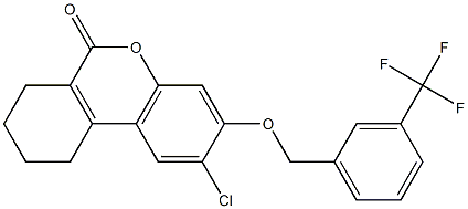 2-chloro-3-[[3-(trifluoromethyl)phenyl]methoxy]-7,8,9,10-tetrahydrobenzo[c]chromen-6-one Struktur