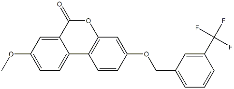 8-methoxy-3-[[3-(trifluoromethyl)phenyl]methoxy]benzo[c]chromen-6-one Struktur