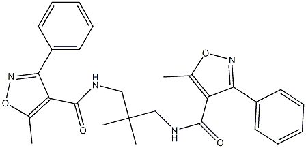 N-[2,2-dimethyl-3-[(5-methyl-3-phenyl-1,2-oxazole-4-carbonyl)amino]propyl]-5-methyl-3-phenyl-1,2-oxazole-4-carboxamide Struktur