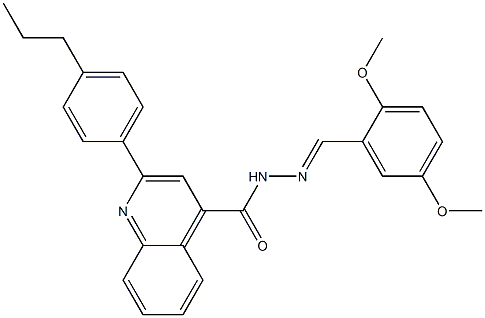 N-[(E)-(2,5-dimethoxyphenyl)methylideneamino]-2-(4-propylphenyl)quinoline-4-carboxamide Struktur