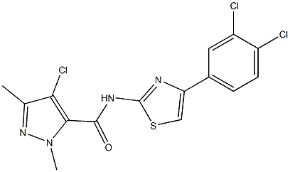 4-chloro-N-[4-(3,4-dichlorophenyl)-1,3-thiazol-2-yl]-2,5-dimethylpyrazole-3-carboxamide Struktur