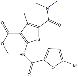 methyl 2-[(5-bromofuran-2-carbonyl)amino]-5-(dimethylcarbamoyl)-4-methylthiophene-3-carboxylate Struktur