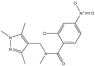 2-chloro-N-methyl-4-nitro-N-[(1,3,5-trimethylpyrazol-4-yl)methyl]benzamide Struktur