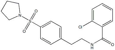 2-chloro-N-[2-(4-pyrrolidin-1-ylsulfonylphenyl)ethyl]benzamide Struktur