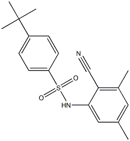 4-tert-butyl-N-(2-cyano-3,5-dimethylphenyl)benzenesulfonamide Struktur