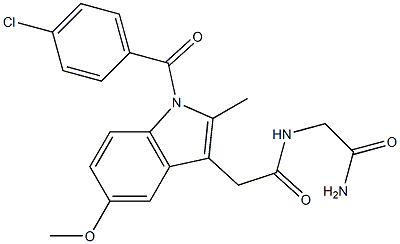 N-(2-amino-2-oxoethyl)-2-[1-(4-chlorobenzoyl)-5-methoxy-2-methylindol-3-yl]acetamide Struktur