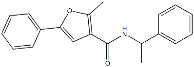 2-methyl-5-phenyl-N-(1-phenylethyl)furan-3-carboxamide Struktur