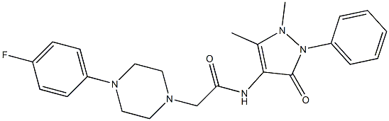 N-(1,5-dimethyl-3-oxo-2-phenylpyrazol-4-yl)-2-[4-(4-fluorophenyl)piperazin-1-yl]acetamide Struktur