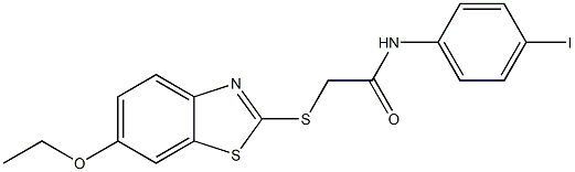 2-[(6-ethoxy-1,3-benzothiazol-2-yl)sulfanyl]-N-(4-iodophenyl)acetamide Struktur