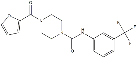 4-(furan-2-carbonyl)-N-[3-(trifluoromethyl)phenyl]piperazine-1-carboxamide Struktur