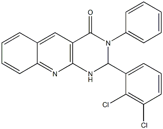 2-(2,3-dichlorophenyl)-3-phenyl-1,2-dihydropyrimido[4,5-b]quinolin-4-one Struktur