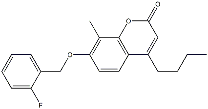 4-butyl-7-[(2-fluorophenyl)methoxy]-8-methylchromen-2-one Struktur