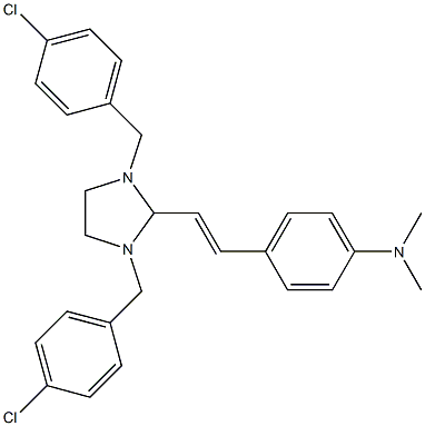 4-[(E)-2-[1,3-bis[(4-chlorophenyl)methyl]imidazolidin-2-yl]ethenyl]-N,N-dimethylaniline Struktur