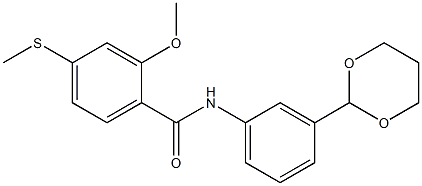 N-[3-(1,3-dioxan-2-yl)phenyl]-2-methoxy-4-methylsulfanylbenzamide Struktur