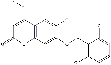 6-chloro-7-[(2,6-dichlorophenyl)methoxy]-4-ethylchromen-2-one Struktur