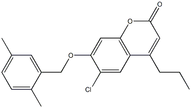 6-chloro-7-[(2,5-dimethylphenyl)methoxy]-4-propylchromen-2-one Struktur