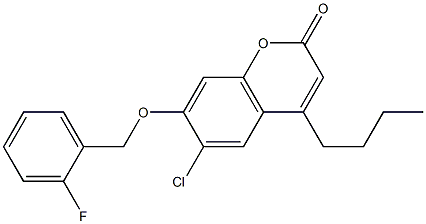 4-butyl-6-chloro-7-[(2-fluorophenyl)methoxy]chromen-2-one Struktur