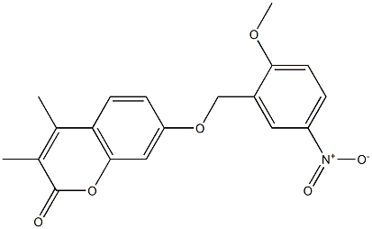 7-[(2-methoxy-5-nitrophenyl)methoxy]-3,4-dimethylchromen-2-one Struktur