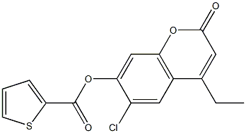 (6-chloro-4-ethyl-2-oxochromen-7-yl) thiophene-2-carboxylate Struktur