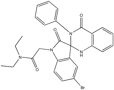 2-(5'-bromo-2',4-dioxo-3-phenylspiro[1H-quinazoline-2,3'-indole]-1'-yl)-N,N-diethylacetamide Struktur