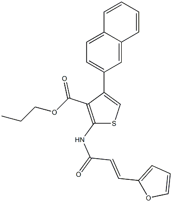 propyl 2-[[(E)-3-(furan-2-yl)prop-2-enoyl]amino]-4-naphthalen-2-ylthiophene-3-carboxylate Struktur