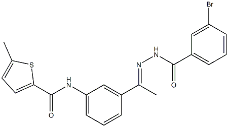 N-[3-[(E)-N-[(3-bromobenzoyl)amino]-C-methylcarbonimidoyl]phenyl]-5-methylthiophene-2-carboxamide Struktur