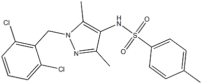 N-[1-[(2,6-dichlorophenyl)methyl]-3,5-dimethylpyrazol-4-yl]-4-methylbenzenesulfonamide Struktur