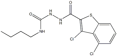 1-butyl-3-[(3,4-dichloro-1-benzothiophene-2-carbonyl)amino]urea Struktur