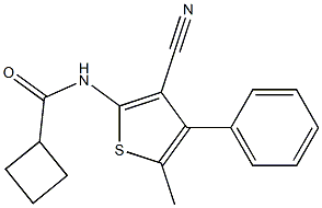 N-(3-cyano-5-methyl-4-phenylthiophen-2-yl)cyclobutanecarboxamide Struktur